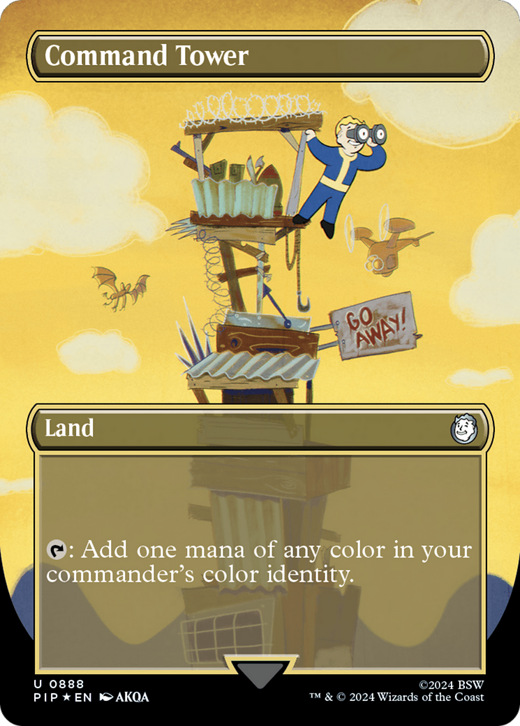 Command Tower (Surge Foil) (PIP-888) [Fallout] (Borderless) Foil MTG Single Wizards of the Coast