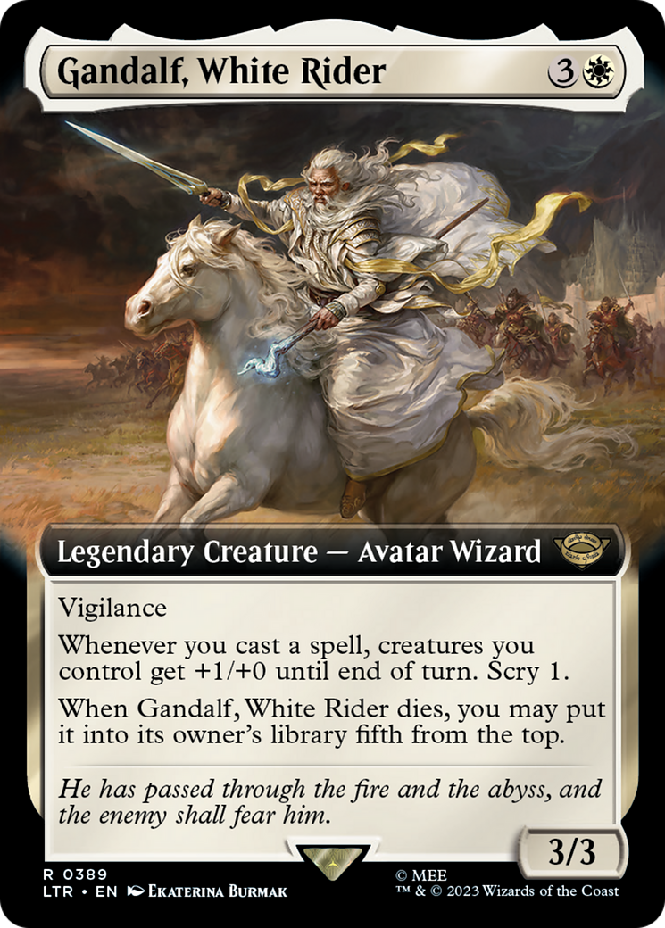 Gandalf, White Rider (LTR-389) [The Lord of the Rings: Tales of Middle-earth] (Extended Art) MTG Single Wizards of the Coast