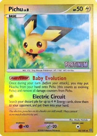 Pichu - 45/106 [Platinum] Reverse Holofoil [Promos: Burger King Promos] Pokemon Single Pokémon