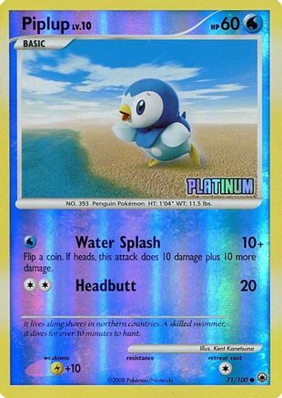Piplup - 71/100 [Platinum] () Reverse Holofoil [Promos: Burger King Promos] Pokemon Single Pokémon