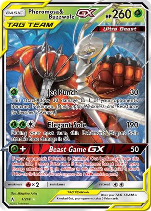 Pheromosa & Buzzwole GX (1/214) Holofoil [SM: Unbroken Bonds] Pokemon Single Pokémon