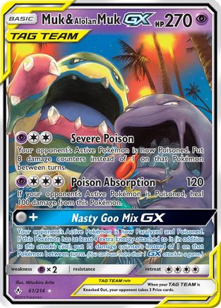 Muk & Alolan Muk GX (61/214) Holofoil [SM: Unbroken Bonds] Pokemon Single Pokémon