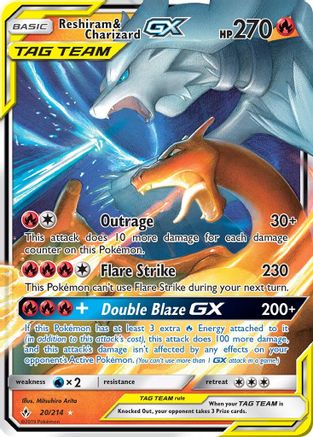 Reshiram & Charizard GX (20/214) Holofoil [SM: Unbroken Bonds] Pokemon Single Pokémon