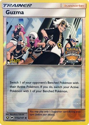 Guzma - 115a/147 (Regional Championships) [Staff] () Reverse Holofoil [Promos: League & Championship Cards] Pokemon Single Pokémon