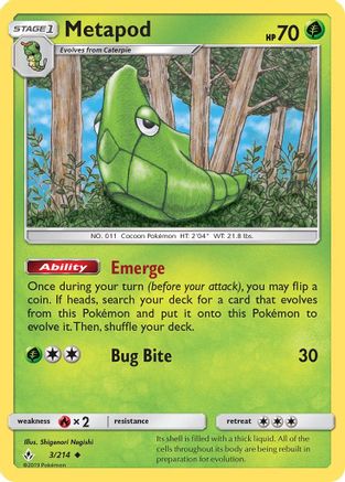 Metapod (3/214) Reverse Holofoil [SM: Unbroken Bonds] Pokemon Single Pokémon