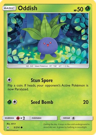 Oddish (5/214) Reverse Holofoil [SM: Unbroken Bonds] Pokemon Single Pokémon