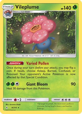 Vileplume (8/214) Holofoil [SM: Unbroken Bonds] Pokemon Single Pokémon