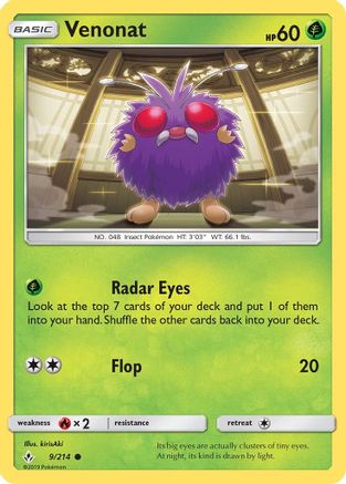 Venonat (9) (9/214) Reverse Holofoil [SM Unbroken Bonds] Pokemon Single Pokémon