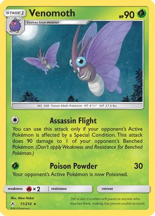 Venomoth (/214) Reverse Holofoil [SM: Unbroken Bonds] Pokemon Single Pokémon