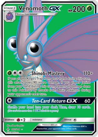 Venomoth GX (Full Art) 193/214 Holofoil [SM: Unbroken Bonds] Pokemon Single Pokémon