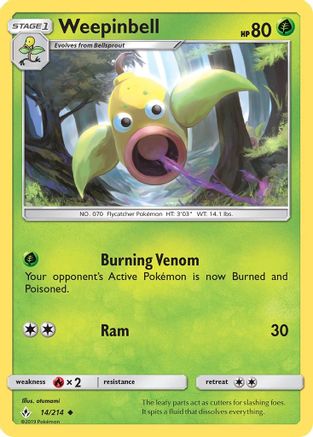 Weepinbell (/214) Reverse Holofoil [SM: Unbroken Bonds] Pokemon Single Pokémon