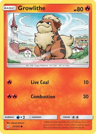 Growlithe (21/214) [SM: Unbroken Bonds] Pokemon Single Pokémon