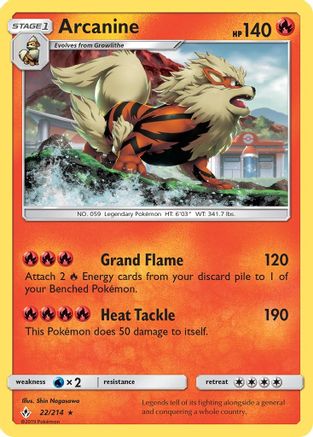 Arcanine (22/214) Holofoil [SM: Unbroken Bonds] Pokemon Single Pokémon