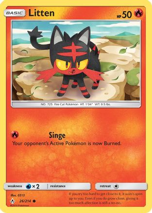 Litten (26/214) Reverse Holofoil [SM: Unbroken Bonds] Pokemon Single Pokémon