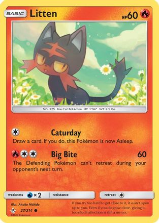 Litten (27/214) Reverse Holofoil [SM: Unbroken Bonds] Pokemon Single Pokémon