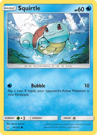 Squirtle (33/214) Reverse Holofoil [SM: Unbroken Bonds] Pokemon Single Pokémon