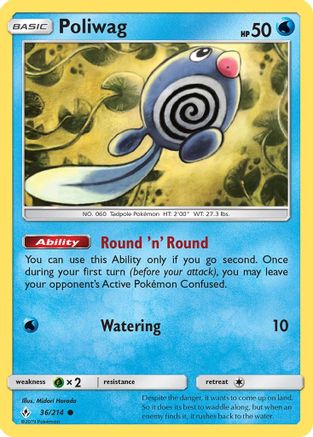 Poliwag (36/214) [SM: Unbroken Bonds] Pokemon Single Pokémon