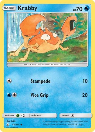 Krabby (46/214) Reverse Holofoil [SM: Unbroken Bonds] Pokemon Single Pokémon