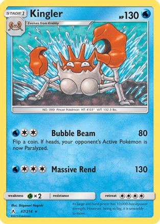 Kingler (/214) Reverse Holofoil [SM: Unbroken Bonds] Pokemon Single Pokémon