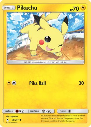 Pikachu (54/214) [SM: Unbroken Bonds] Pokemon Single Pokémon