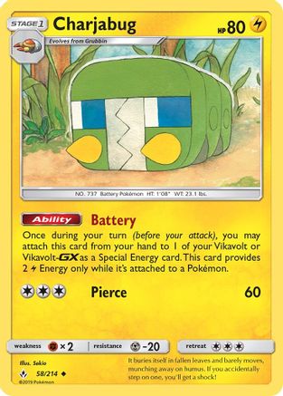 Charjabug (/214) Reverse Holofoil [SM: Unbroken Bonds] Pokemon Single Pokémon