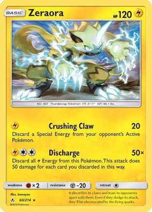 Zeraora (60/214) Reverse Holofoil [SM: Unbroken Bonds] Pokemon Single Pokémon
