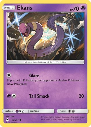 Ekans (62/214) Reverse Holofoil [SM: Unbroken Bonds] Pokemon Single Pokémon