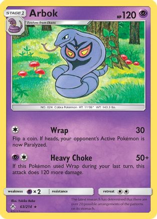 Arbok (63/214) Reverse Holofoil [SM: Unbroken Bonds] Pokemon Single Pokémon
