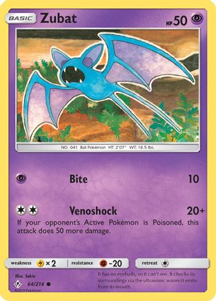Zubat (64/214) Reverse Holofoil [SM: Unbroken Bonds] Pokemon Single Pokémon