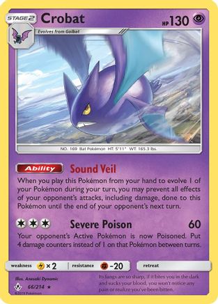 Crobat (66/214) Holofoil [SM: Unbroken Bonds] Pokemon Single Pokémon