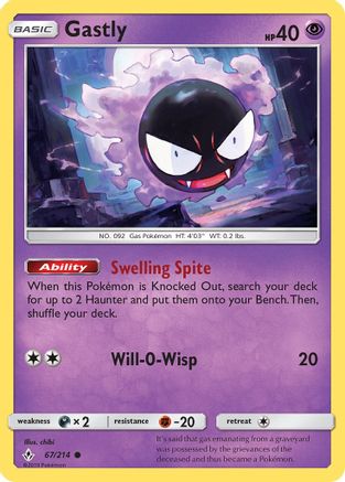 Gastly (67/214) Reverse Holofoil [SM: Unbroken Bonds] Pokemon Single Pokémon