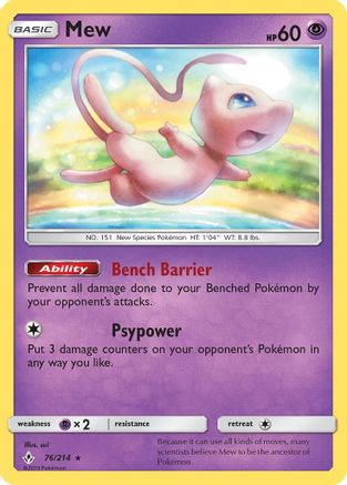Mew (76/214) Holofoil [SM: Unbroken Bonds] Pokemon Single Pokémon