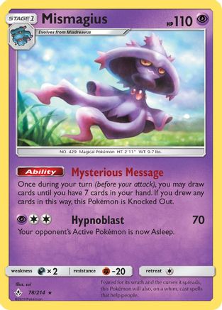 Mismagius (78/214) Reverse Holofoil [SM: Unbroken Bonds] Pokemon Single Pokémon