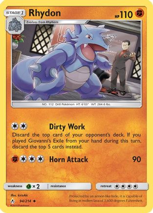 Rhydon (94/214) Reverse Holofoil [SM: Unbroken Bonds] Pokemon Single Pokémon