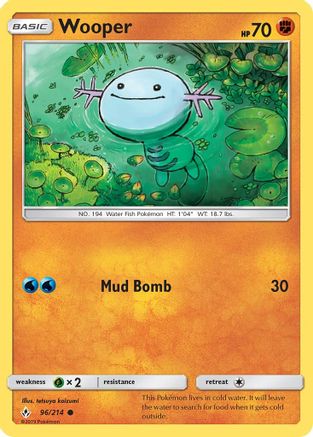 Wooper (96/214) Reverse Holofoil [SM: Unbroken Bonds] Pokemon Single Pokémon