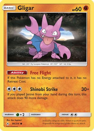 Gligar (/214) Reverse Holofoil [SM: Unbroken Bonds] Pokemon Single Pokémon