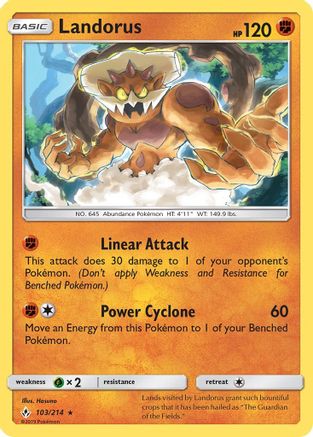 Landorus (103/214) Reverse Holofoil [SM: Unbroken Bonds] Pokemon Single Pokémon