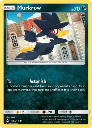 Murkrow (/214) Reverse Holofoil [SM: Unbroken Bonds] Pokemon Single Pokémon