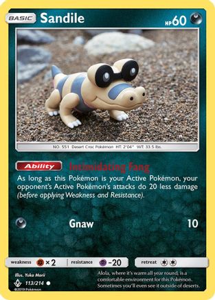 Sandile (113/214) Reverse Holofoil [SM: Unbroken Bonds] Pokemon Single Pokémon