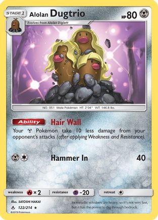 Alolan Dugtrio (122/214) - [SM: Unbroken Bonds] Reverse Holofoil Pokemon Single Pokémon
