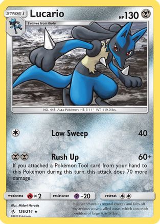Lucario (126/214) Reverse Holofoil [SM: Unbroken Bonds] Pokemon Single Pokémon