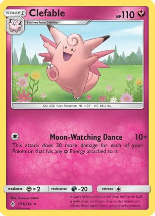 Clefable (133/214) Reverse Holofoil [SM: Unbroken Bonds] Pokemon Single Pokémon