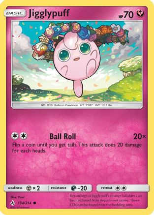 Jigglypuff (134/214) Reverse Holofoil [SM: Unbroken Bonds] Pokemon Single Pokémon