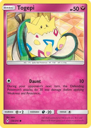 Togepi (136/214) Reverse Holofoil [SM: Unbroken Bonds] Pokemon Single Pokémon