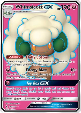 Whimsicott GX (Full Art) 206/214 Holofoil [SM: Unbroken Bonds] Pokemon Single Pokémon
