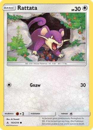 Rattata (143/214) Reverse Holofoil [SM: Unbroken Bonds] Pokemon Single Pokémon