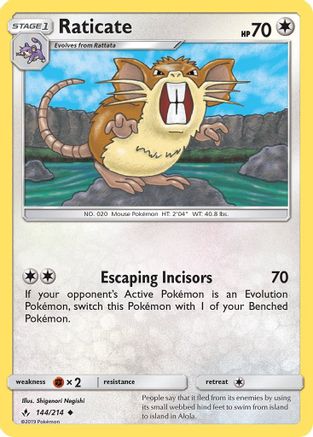 Raticate (144/214) Reverse Holofoil [SM: Unbroken Bonds] Pokemon Single Pokémon