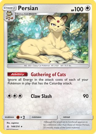 Persian (/214) Reverse Holofoil [SM: Unbroken Bonds] Pokemon Single Pokémon