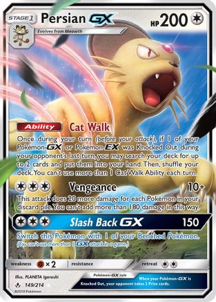 Persian GX (149/214) Holofoil [SM: Unbroken Bonds] Pokemon Single Pokémon