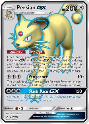 Persian GX (Full Art) 207/214 Holofoil [SM: Unbroken Bonds] Pokemon Single Pokémon